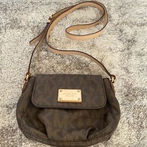 authentic Michael Kors brown leather crossbody bag